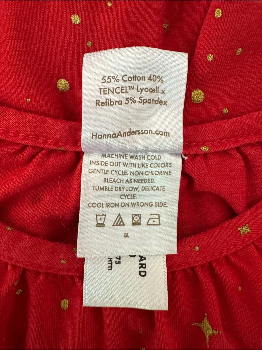 Hanna Andersson Red and Gold Long Sleeve Sparkle Tiered Dress, Size 4